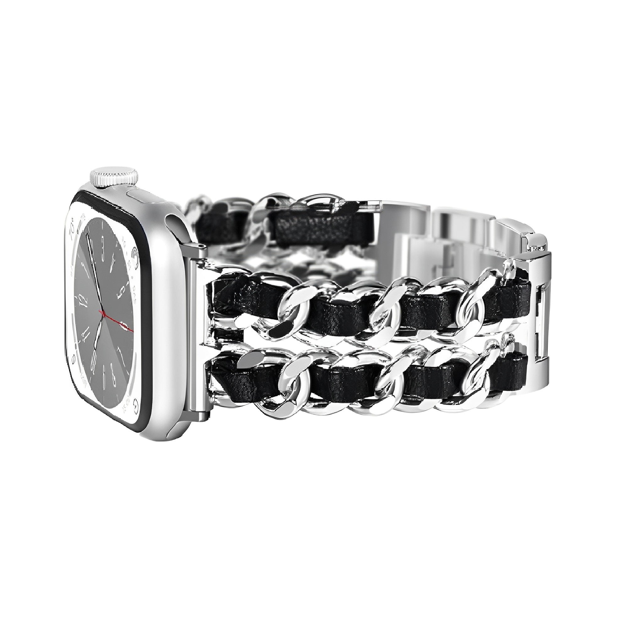 CORREA DE ESLABONES CON CUERO APPLEWATCH 38/40/41/42/44/45/49MM