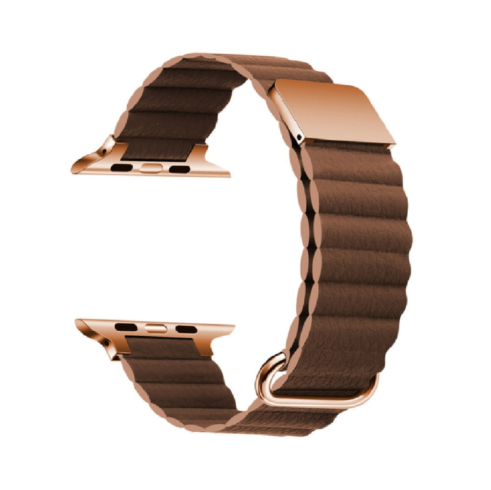 CORREA DE CUERO CON ACERO GOLD ROSE 38/40/41/42/44/45/49MM