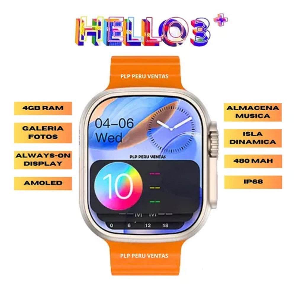 SMARTWATCH HELLO WATCH 3 PLUS CON PANTALLA AMOLED Y MEMORIA 128M+4Gb