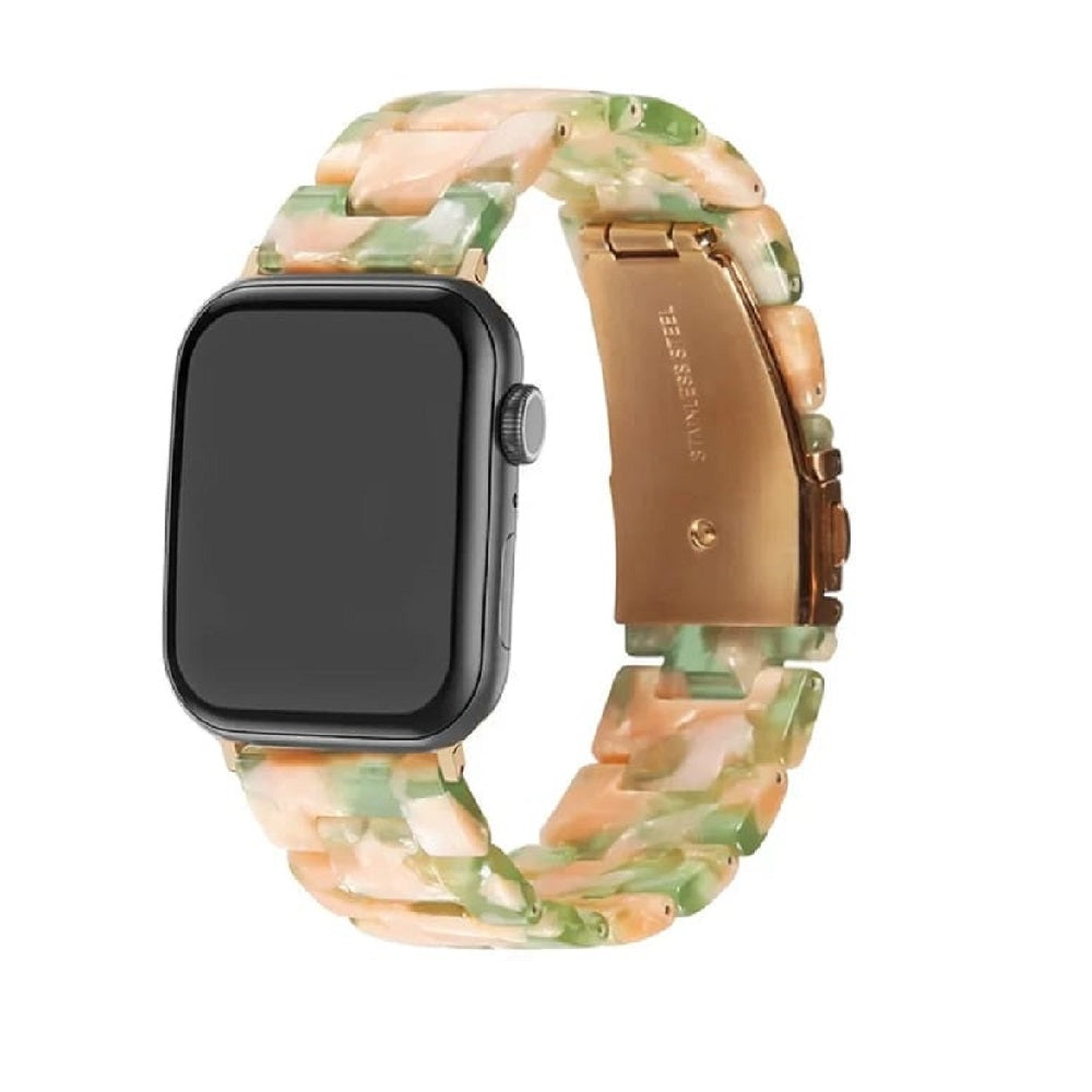 CORREA ESLABONES DISEÑO FLORES PARA SMARTWATCH DE 38/40/41/42/44/45/49MM