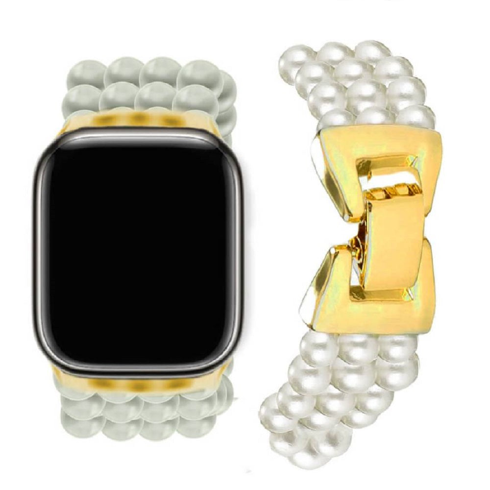 CORREA PERLAS CON ACERO PARA SMARTWATCH DE 38/40/41/42/44/45/49MM